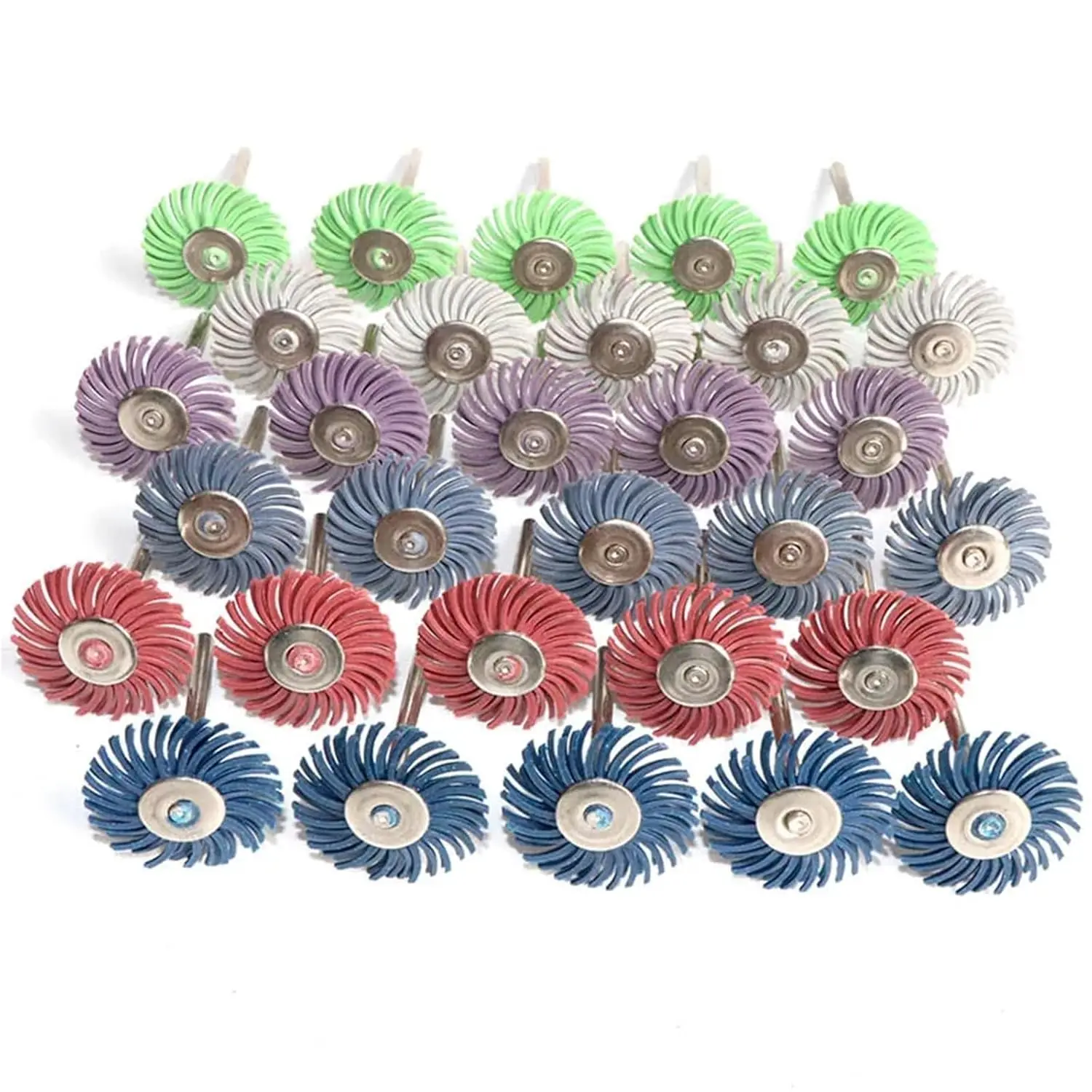 

10pc 1Inch Radial Bristle Disc Kit Abrasive Brush 1/8" 3mm Shank Two Layer Detail Polishing Wheel for Rotary Tool Accessories(Mix 30pcs)