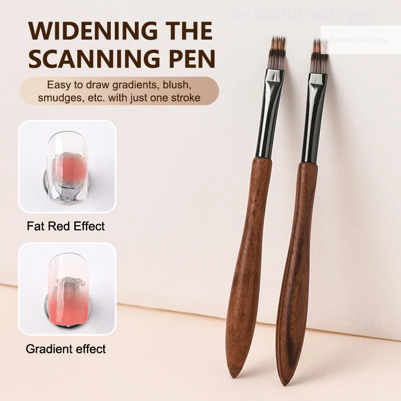 뉴라운드 우드 핸들 네일 옴브레 브러쉬 네일 아트 페인팅 펜 브러쉬 UV 젤 폴리쉬 그라데이션 컬러 아크릴 네일 드로잉 펜