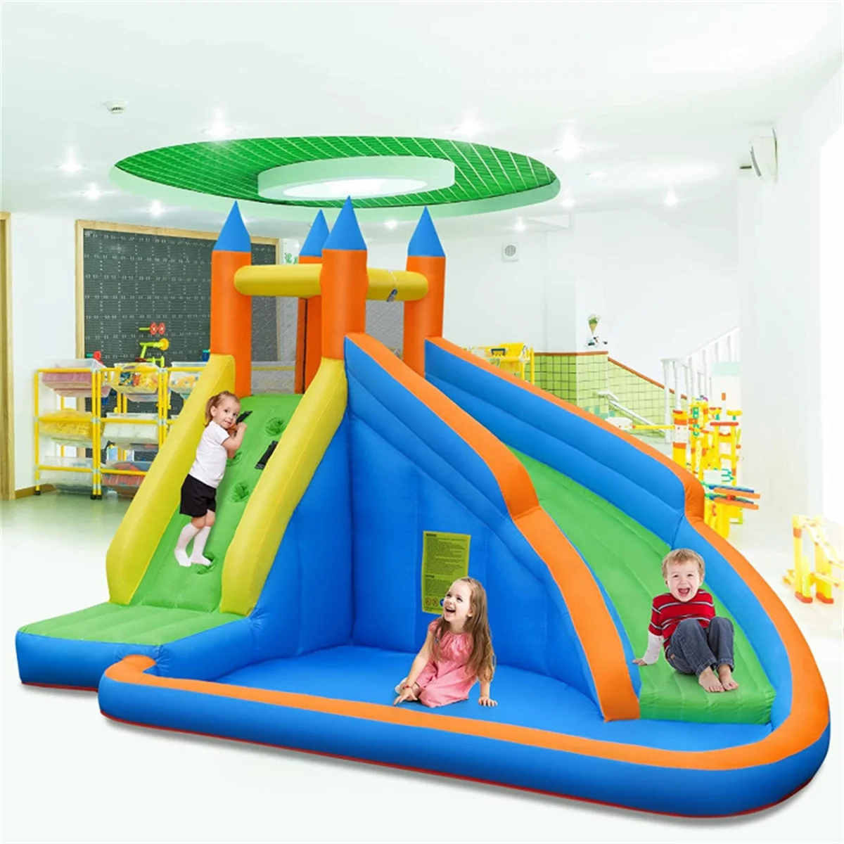 Tobogán de agua inflable, casa que rebota con soplador de 480W