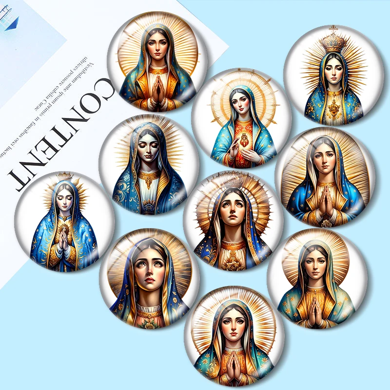 

Lady of Guadalupe Virgin Mary patterns 12mm/18mm/20mm/25mm Round photo glass cabochon demo flat back Making findings