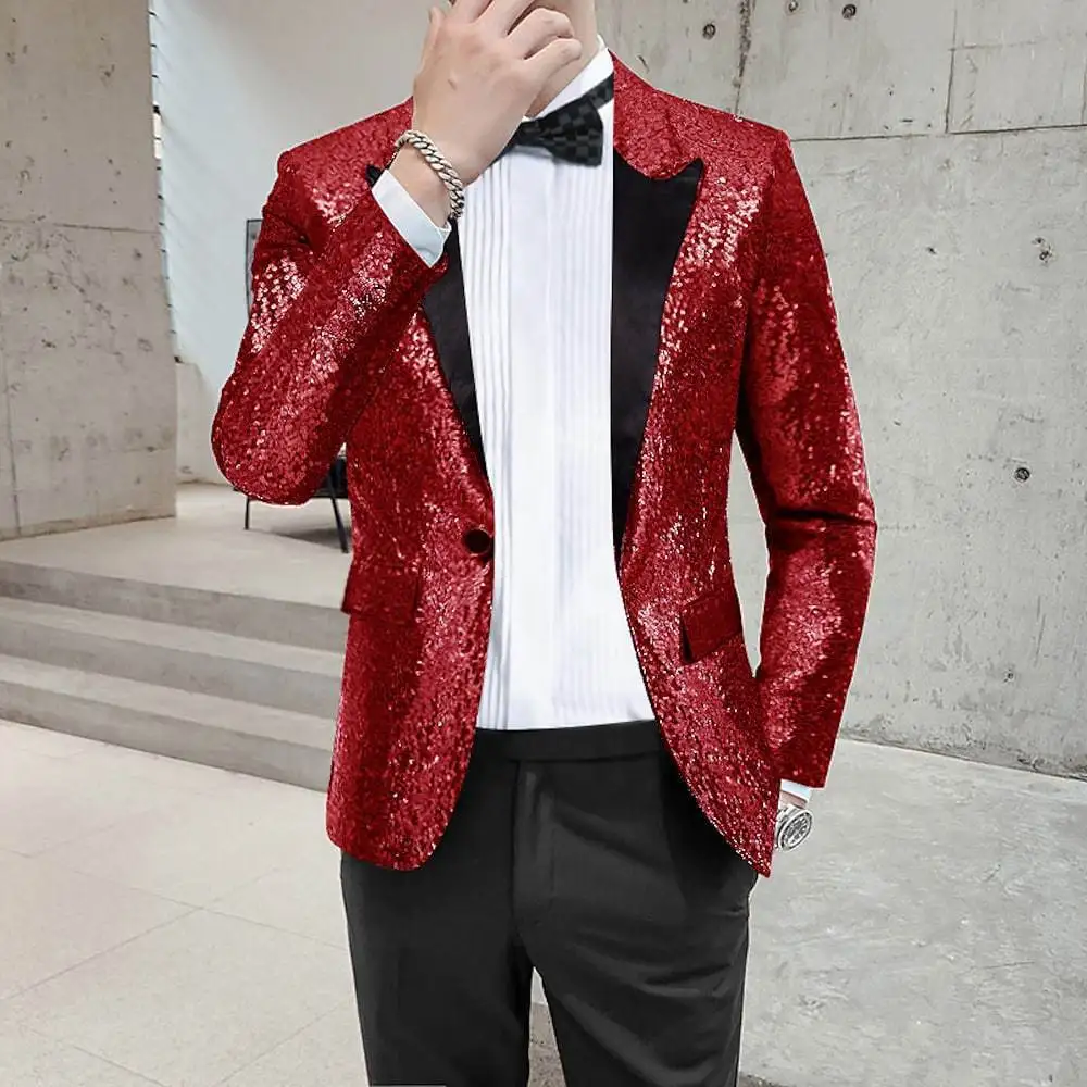 2024 Men's Sequined Special Multicolor BLAZER Singer Host Performance Photo Studio Photography   blazer