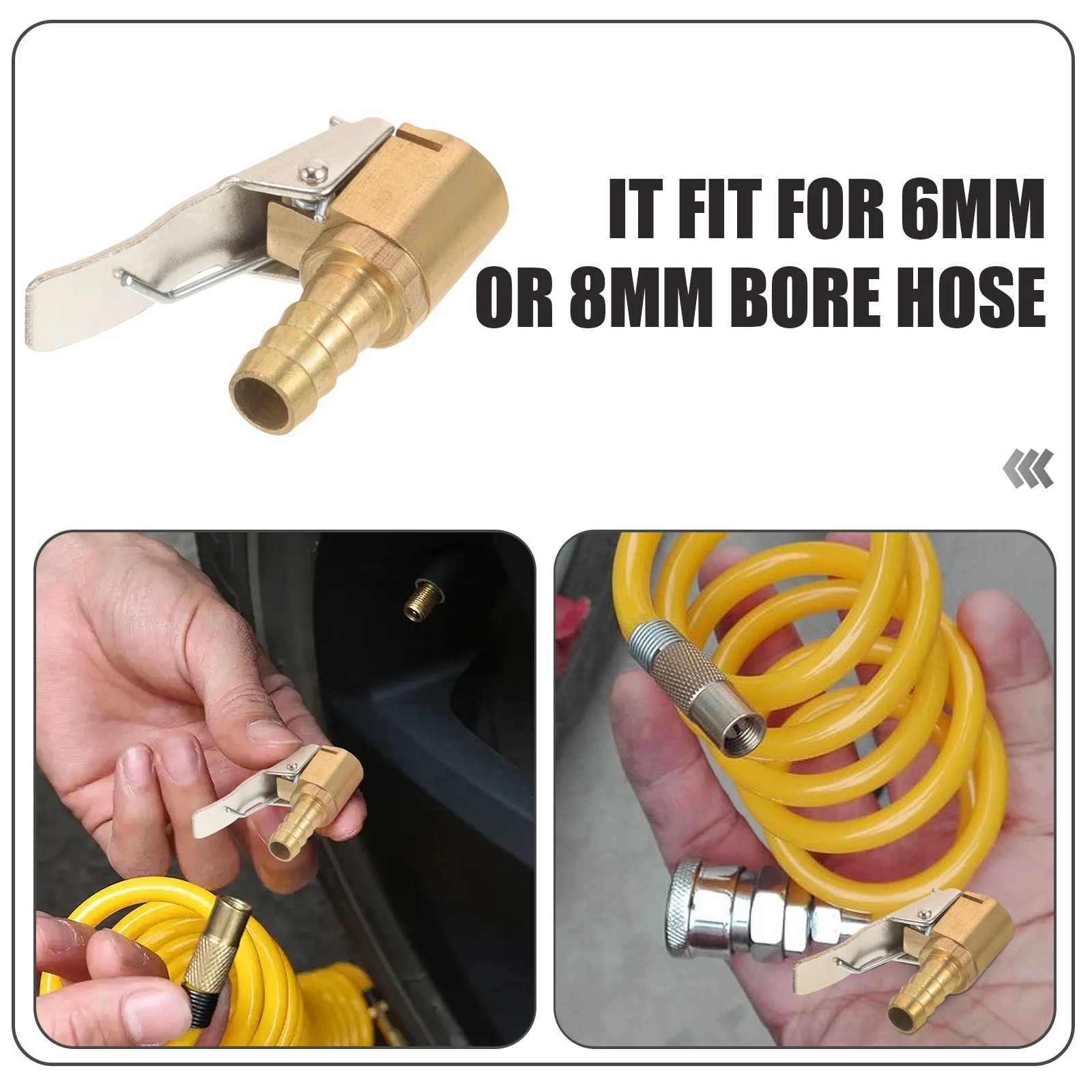 Conector de aire neumático de 8Mm, válvula infladora de neumáticos de latón para sistema de garaje, acoplador ligero y duradero