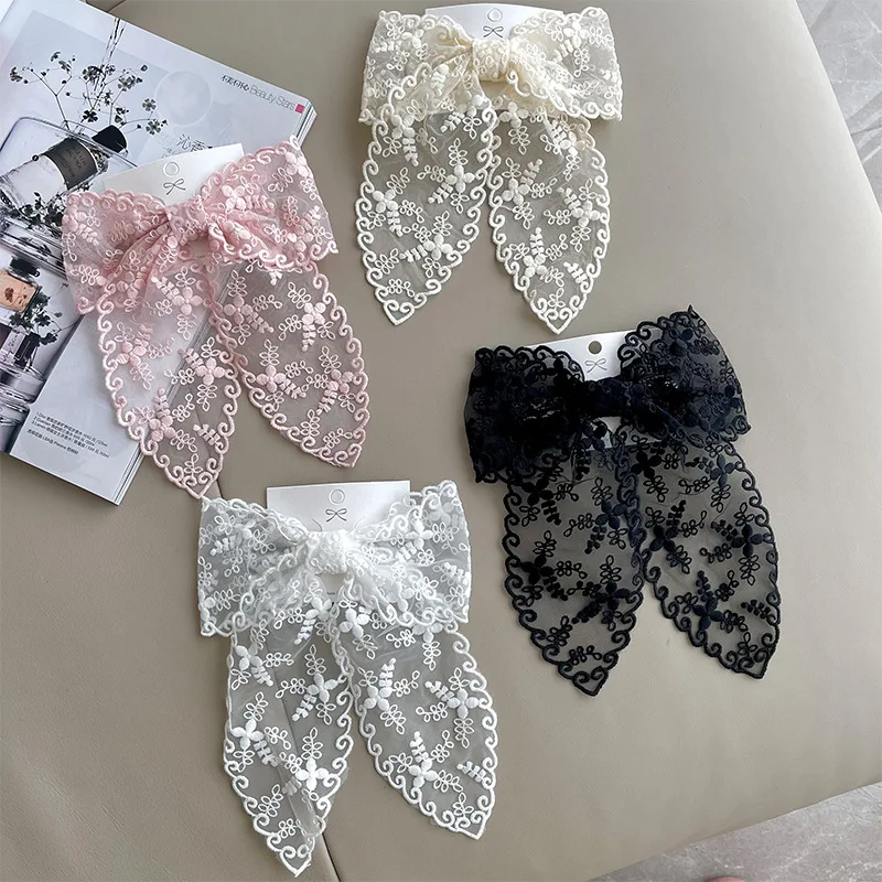 

20 PCS/Lot, 5.9” Lace Bow Hair Clips For Women Girls Sweet French Hair Barrette Accessoires