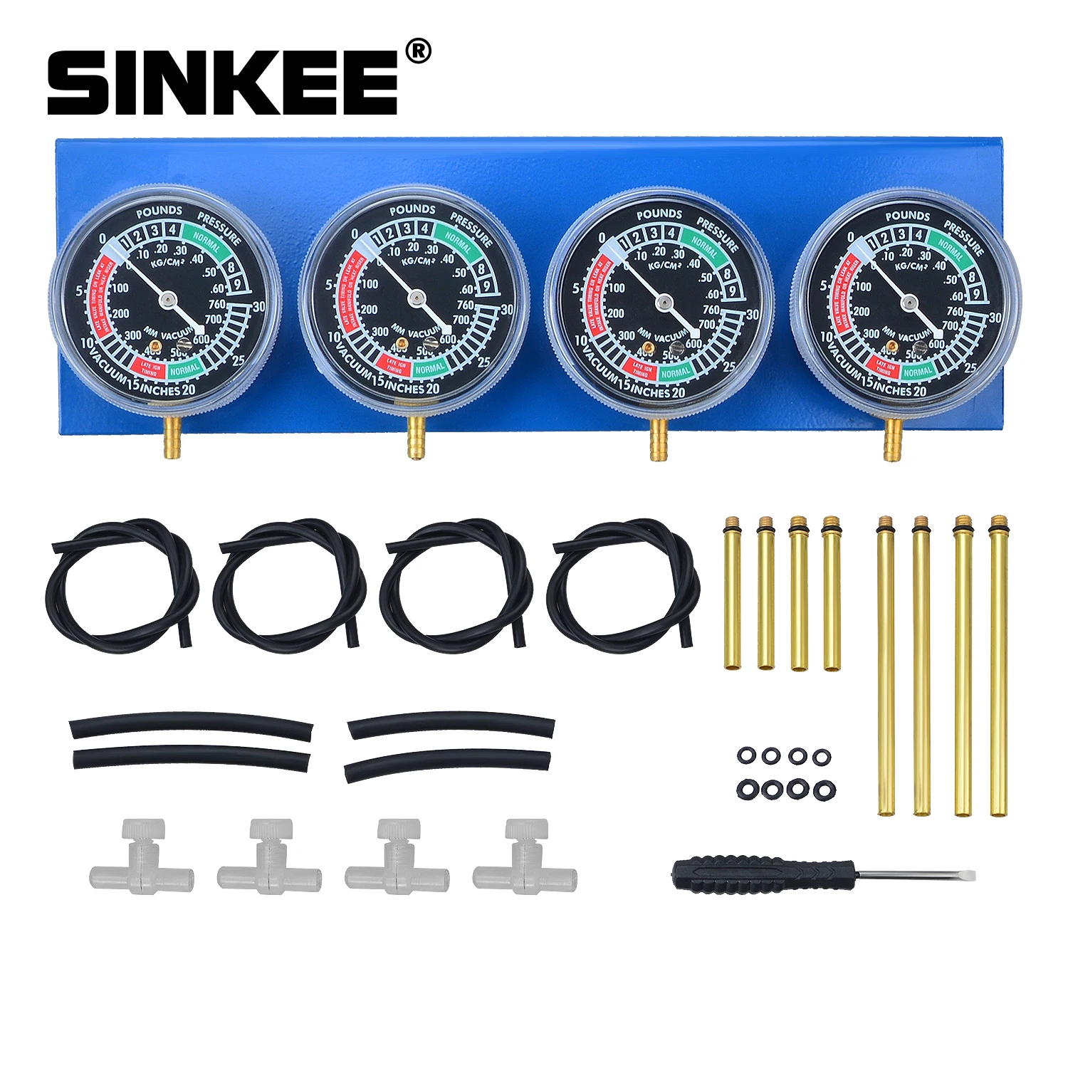 4 Cylinder Sync Gauges Kit Motorcycle Carb Carburettor Synchronizer Vacuum Balancer Gauge with Case