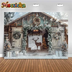 Christmas Backdrop For Photography Wood House Deer Tree Background Party Wallpaper Decor Children Adult Photo Studio Backdrops