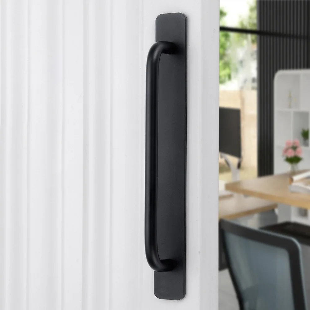 مقبض باب من سبائك الألومنيوم خالي من الثقب ، مقبض باب متعدد الوظائف ، أجهزة ذاتية اللصق ، خزانة مقود #3