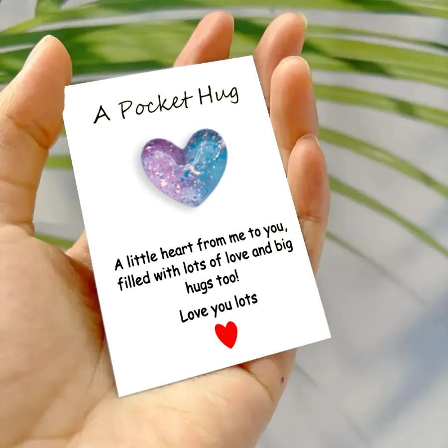 

51pcs cute little love pocket hug, decorative resin pocket hug with encouragement card, perfect gift for family, friends and lov