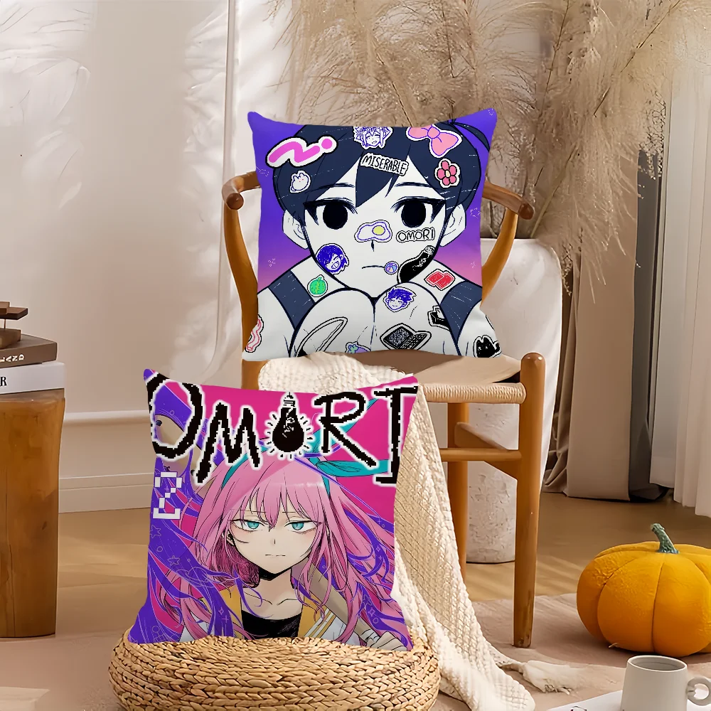Cartoon Game Omori Pillow Case Home Decoration Cushion Cover Suitable For Bedroom Car Office Sofa