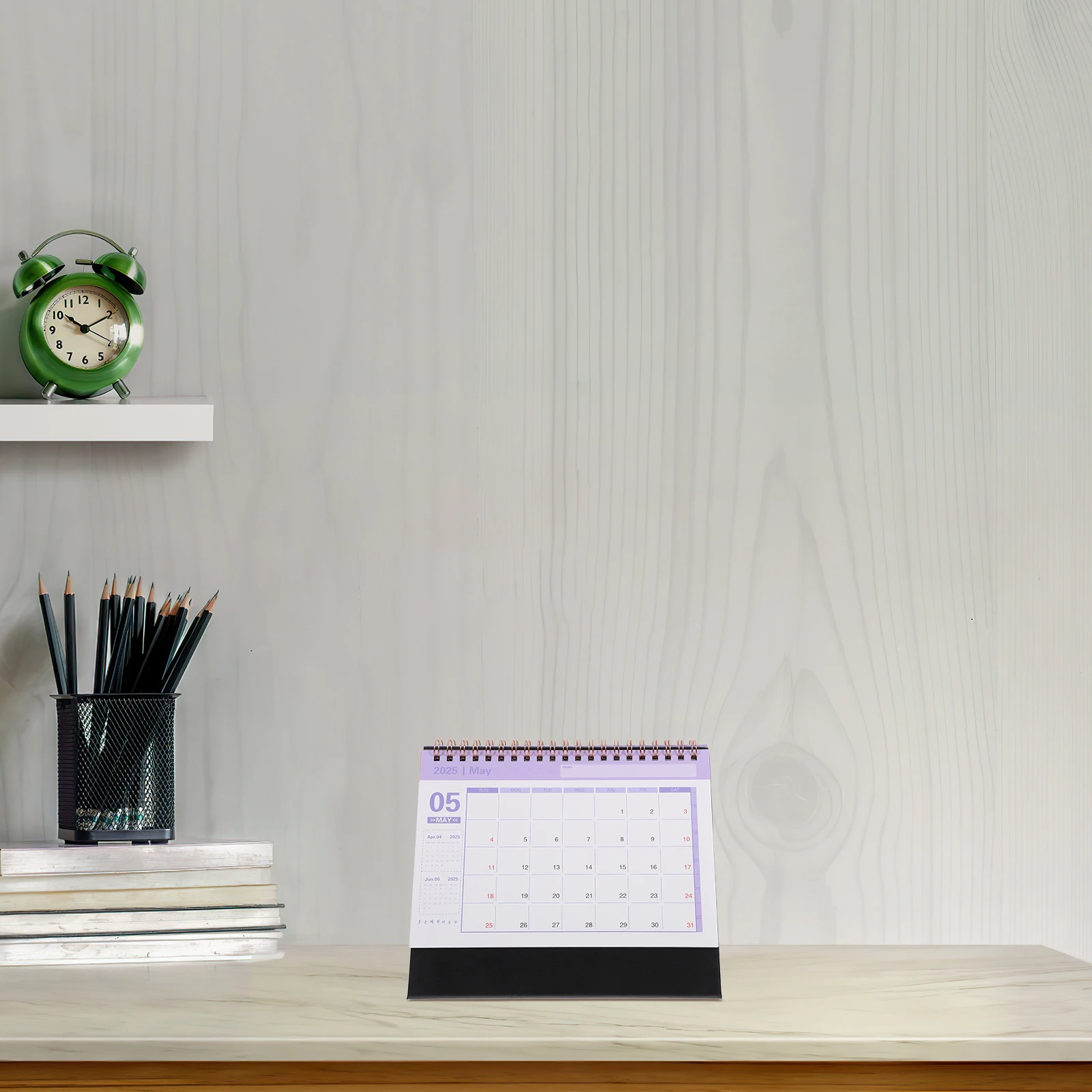 

English Version Desk Calendar 2025 Mini Standing Lightweight Portable Office Supply Month Display Changeable Spiral