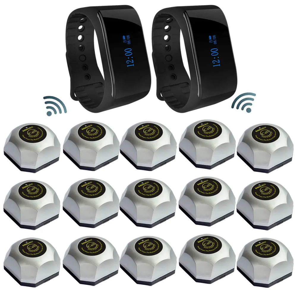Wireless Service Calling System Wrist Watch Pager System Waterproof and Drop-proof Rechargeable Receiver for Restaurant Service