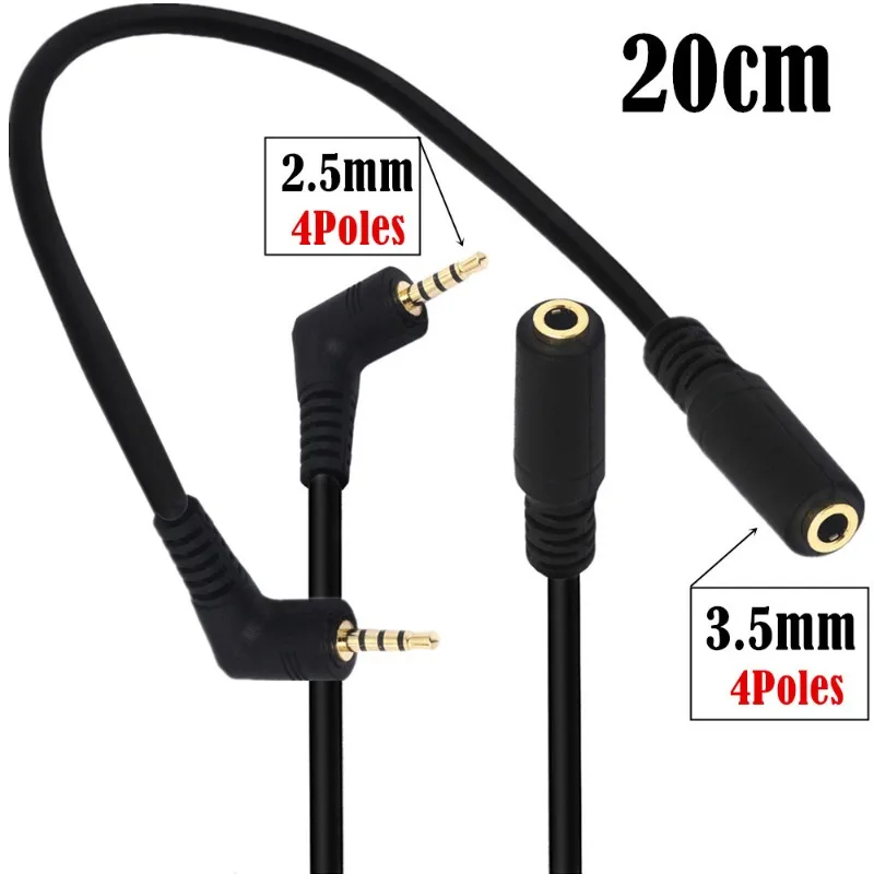Gold-plated Elbow 2.5 To 3.5mm Adapter Cable, Mobile Phone Earphone Conversion Cable, Male To Female Computer Audio Cable