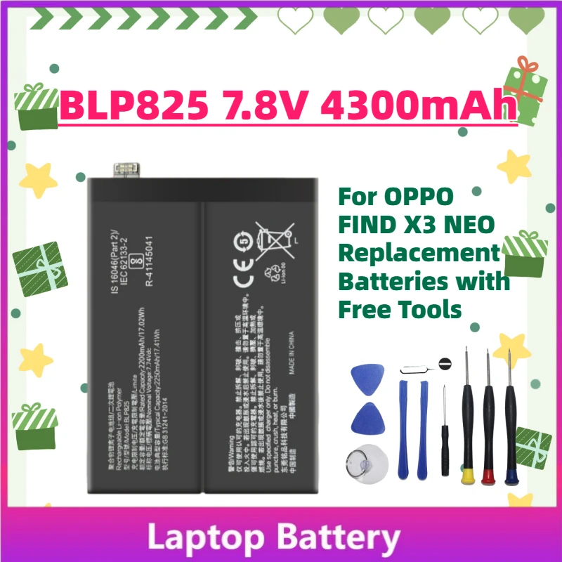 

Fast Shipping In Stock BLP825 7.8V 4300mAh Mobile Phone Battery for OPPO FIND X3 NEO Replacement Batteries with Free Tools
