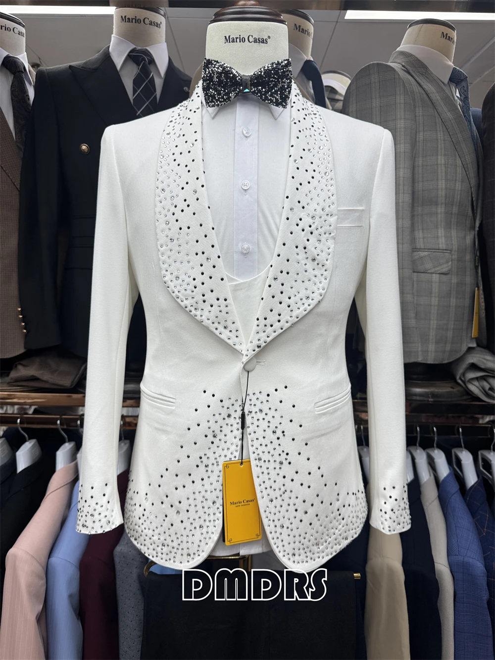 Latest Release Crystals Suit Set for Men XS-3XL Men's Luxury Formal Suit Set, 3-Piece Tuxedo Set, Blazer Vest Pants Set Slim Fit