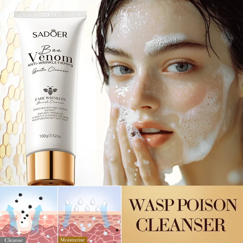 Facial Cleanser Bee Venom Face Wash Foam Skincare Moisturizing Oil Control Brightening Rejuvenation Face Cleanser Skin Care