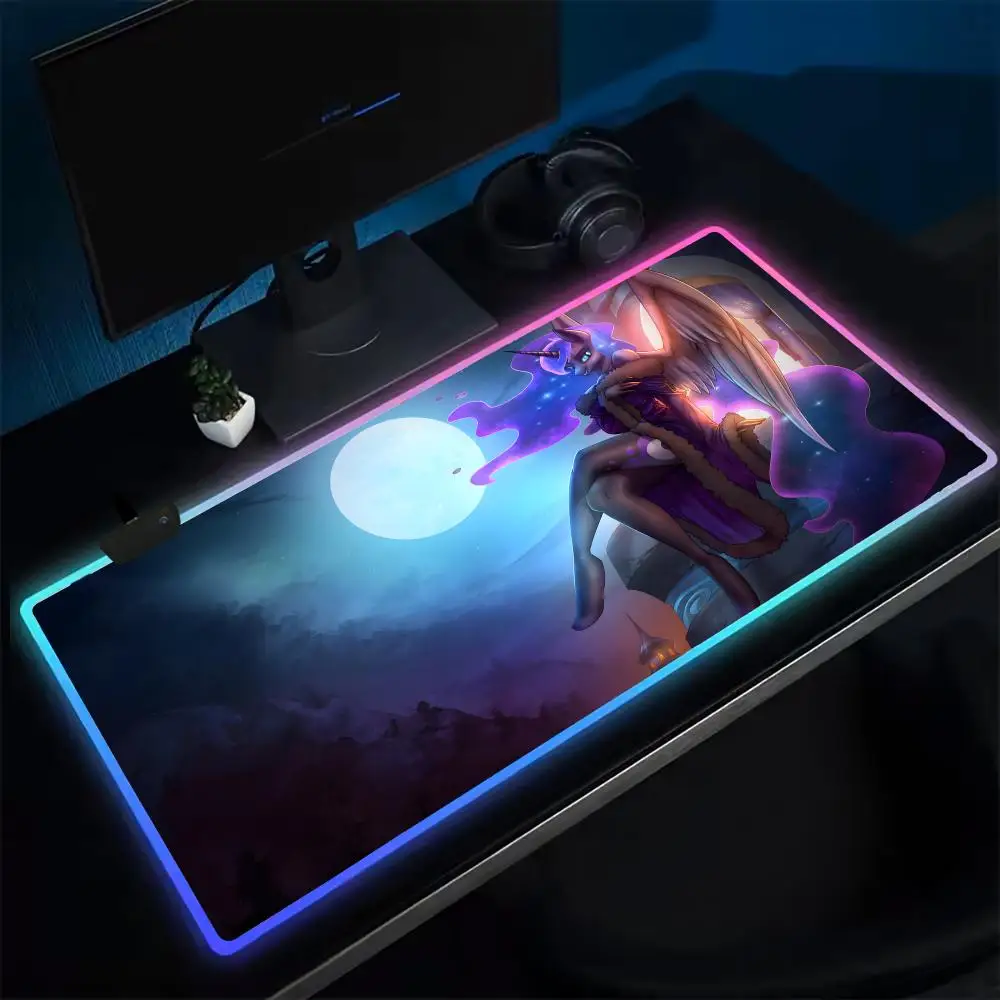 hip L-Little P-Pony Mouse Pad Anime Gaming Mouse Pad LED Table Pads Backlit Rubber Desktop XXL Mousepad RGB Desk Mats