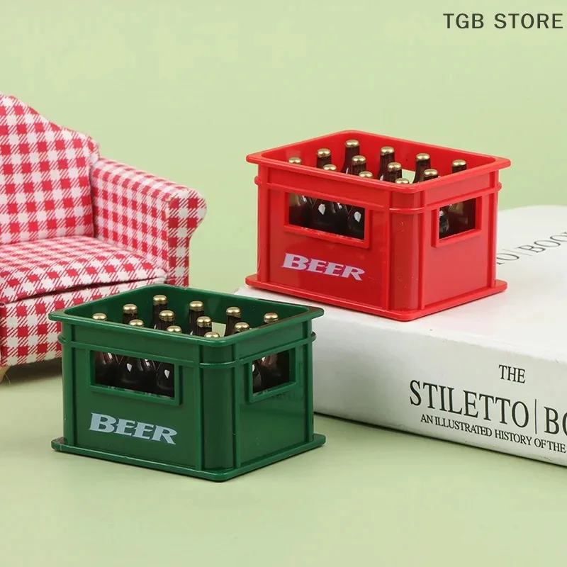 Mini casa de muñecas en miniatura, bebidas, 12 botellas de cerveza, modelo con caja, comida para muñecas, accesorios de juguete BJD, utensilio para cozinha