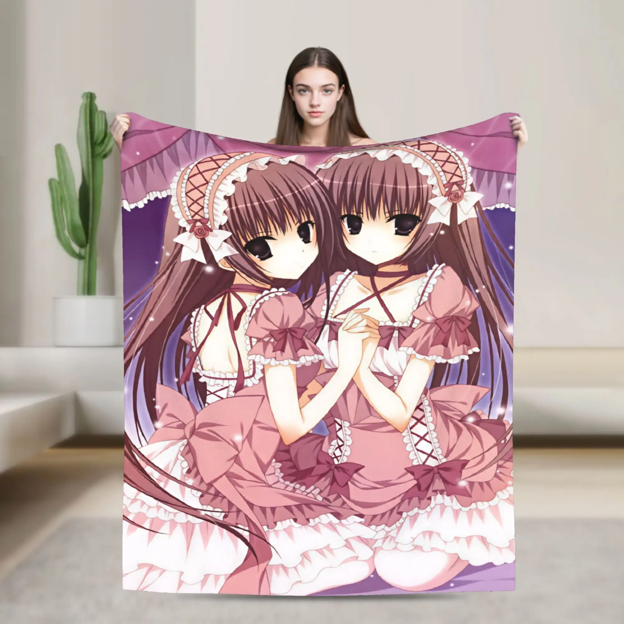 Soft Warm Blanket Child Decorative Anime N-Nekoparas Throw Blanket  Flannel Bedspread For Outdoor Fluffy Sofa Bed Cover