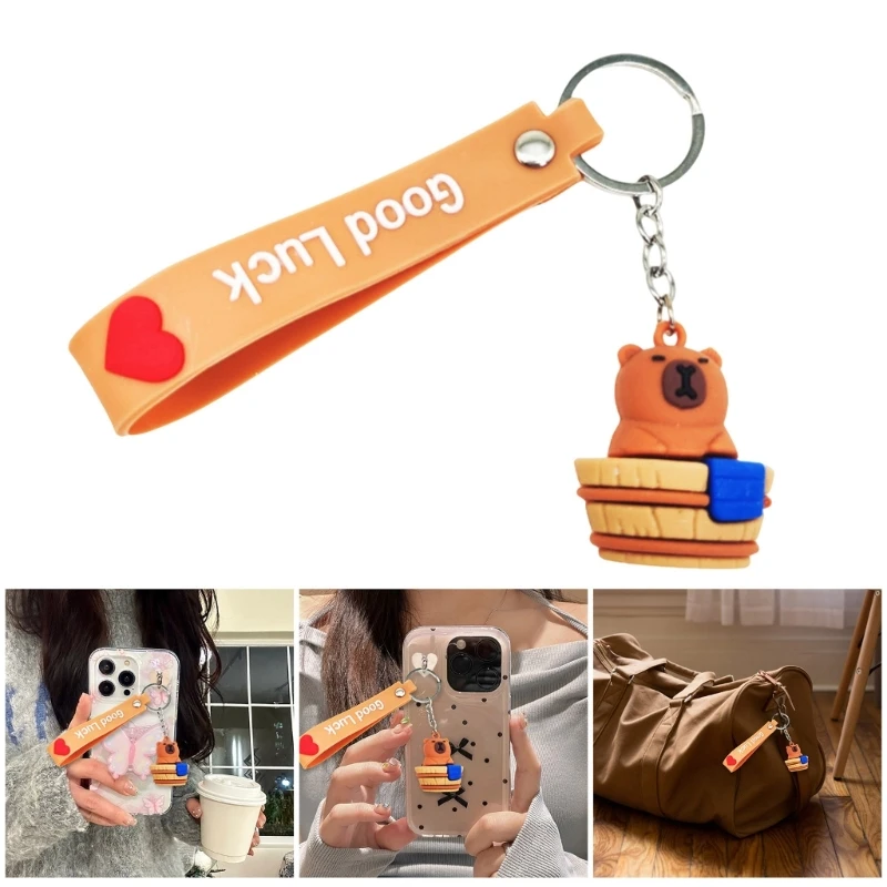 Adorable Capybara Figurine Keychain, Perfect Gift for Anime Fans and Youngsters Portable Trinket for Key and Backpacks