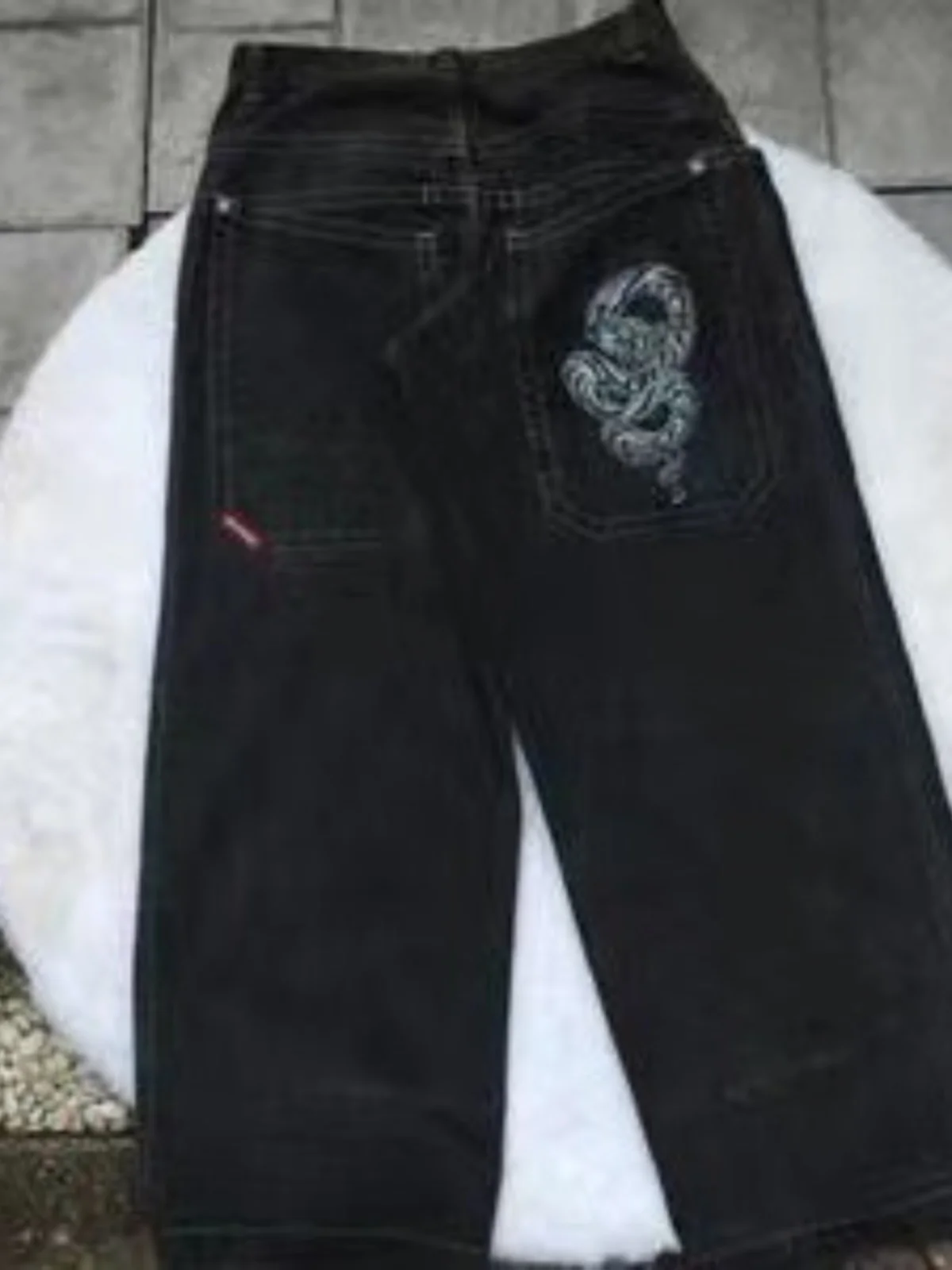 

Мужские джинсы свободного кроя в стиле стритвир, Харадзюку, Y2K, повседневные брюки прямого кроя, винтажные готические синие джинсы из денима