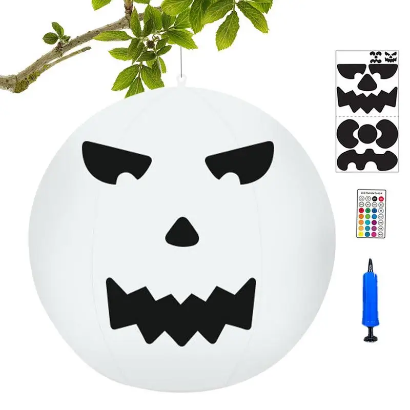 Inflatable Pumpkin Ball 16in Halloween Hangings Pumpkins Night Light Waterproof Floating Pumpkins For Lighting Ball