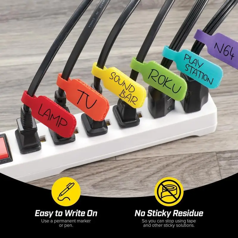 30PCS-Colored Cable Labels,Write-on Labels for Electricians,Self-adhesive - Reusable, Writable Colored Nylon Identification Tags