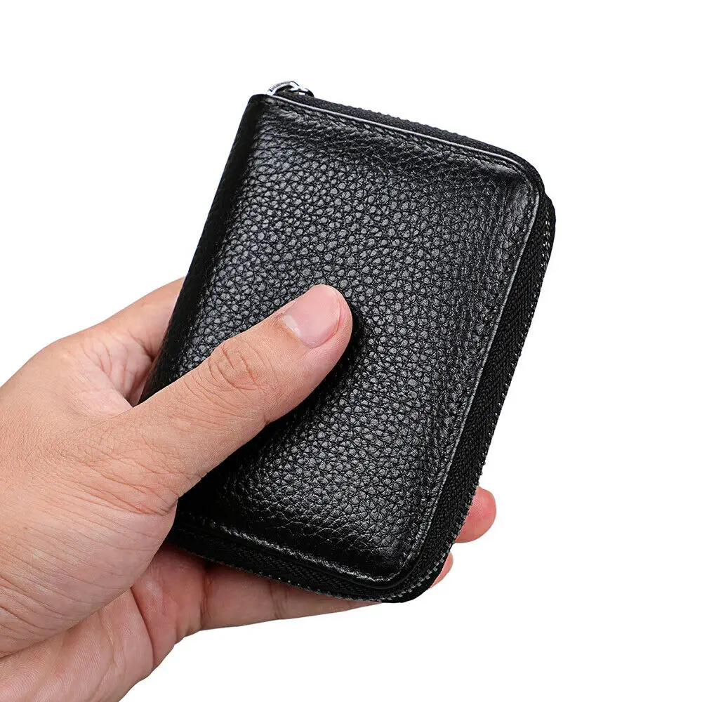 Mini Cartera de cuero con bloqueo RFID para hombre, billetera Masculina de 20 tarjetas, funda de negocios, monedero, tarjetero, novedad de 2023