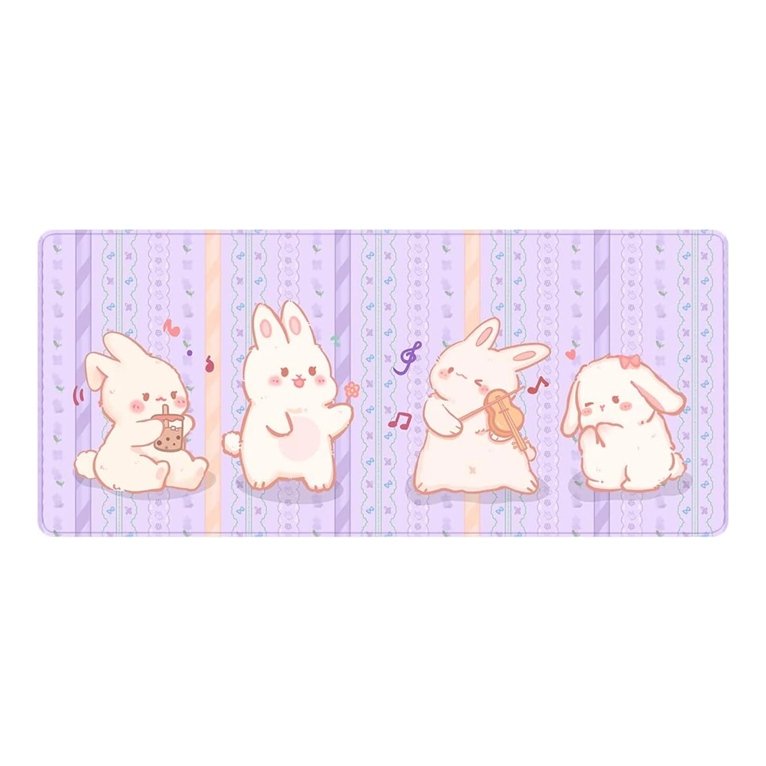 YUNZII Lavender Rabbit Waterproof Gaming Mouse Pad Non-Slip 4mm Laptop Large Office and Home Desk Mat