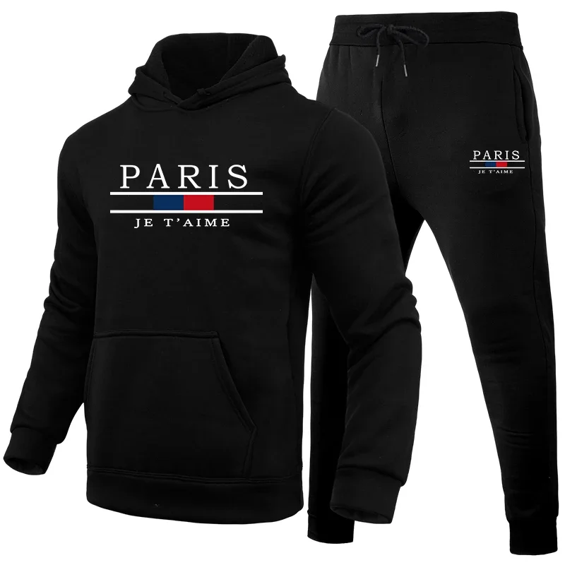 Men's Tracksuit Fashion Casual Hooded Sweatshirts Sweatpants Outdoors Sports Jogging Clothing Autumn Winter Single Hoodie Pants