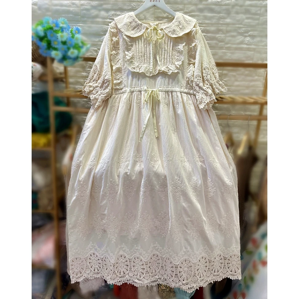 

Vintage Cotton Rococo Victorian Ruffled Lace Pleat Lolita White Midi Dress Summer Retro Chic Evening Birthday Cottagecore Dress