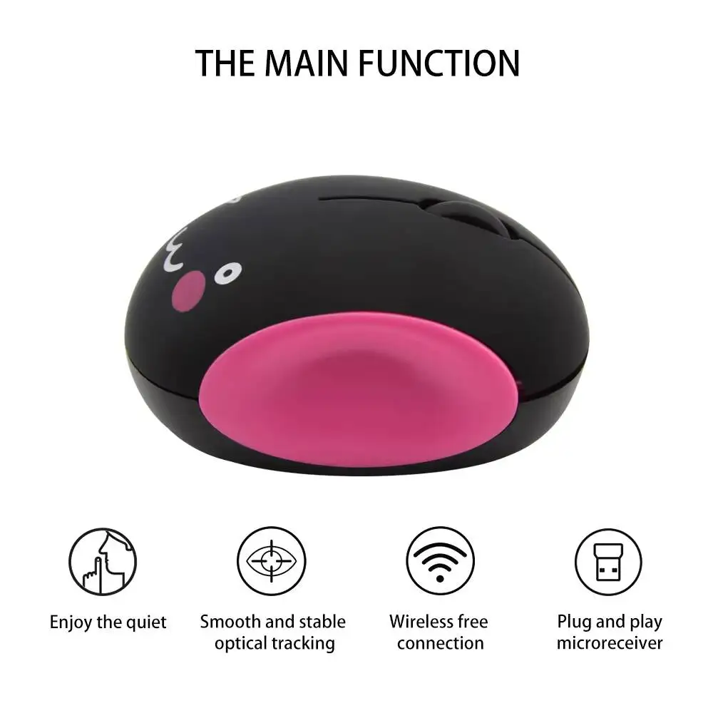 2.4GHz Wireless Cute Cartoon Mouse, Mini Portable Silent Click Rechargeable Optical Mice for Student Laptop Desktop PC Notebook