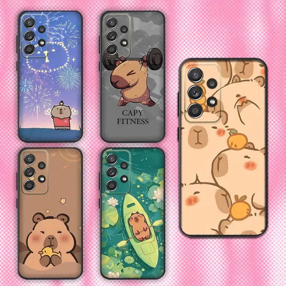 

Funny Cute Pet Capybar Phone Case For Samsung Galaxy A13,A21s,A22,A31,A32,A52,A53,A71,A80,Soft Black Shell