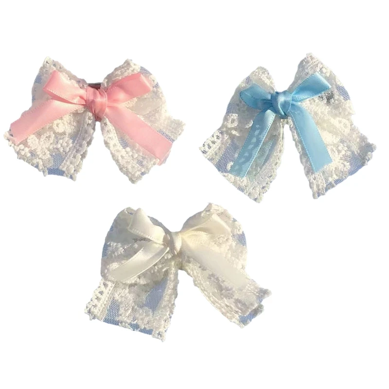 Bowknot Shaped Hairpins Preppy Headdress Barrettes Stero Bowtie Ruffle Decor Hair Clips for Women Dropship