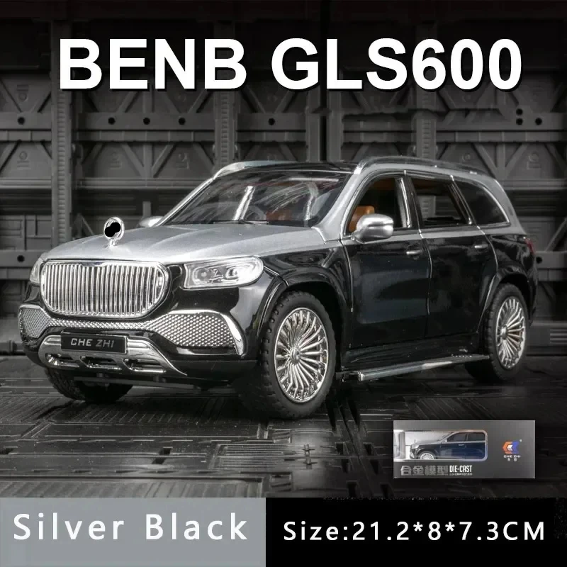 1:24 Alloy Car Model Sound And Light Pull Back Toy Car Suv Off-Road Vehicle Boy Collection Decoration for Benz Maybach Gls600