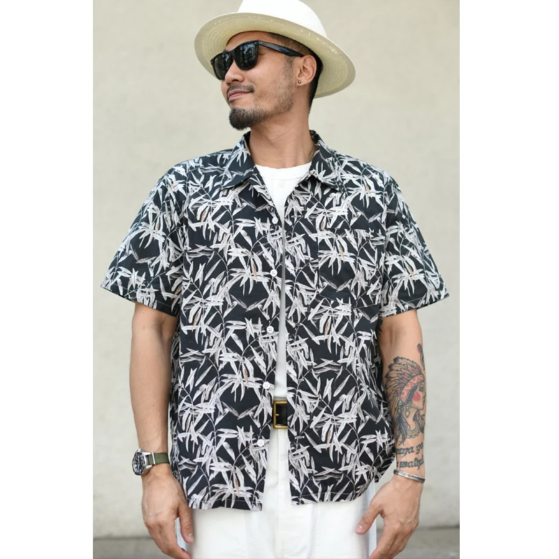 

Summer Hawaiian irt Casual ort Sve Beachwear for Young Men Vintage Sle Regular Fit Stand Collar SauceZhan Brand