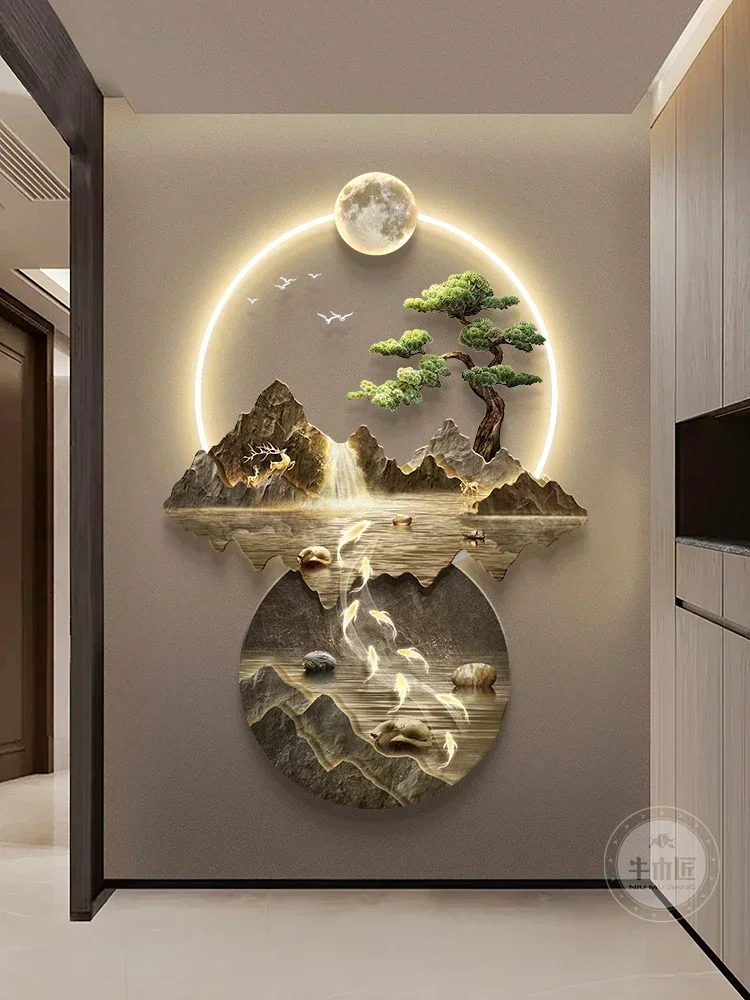 Make a Fortune as Endless as Flowing Water New Chinese Style Entrance Decoration