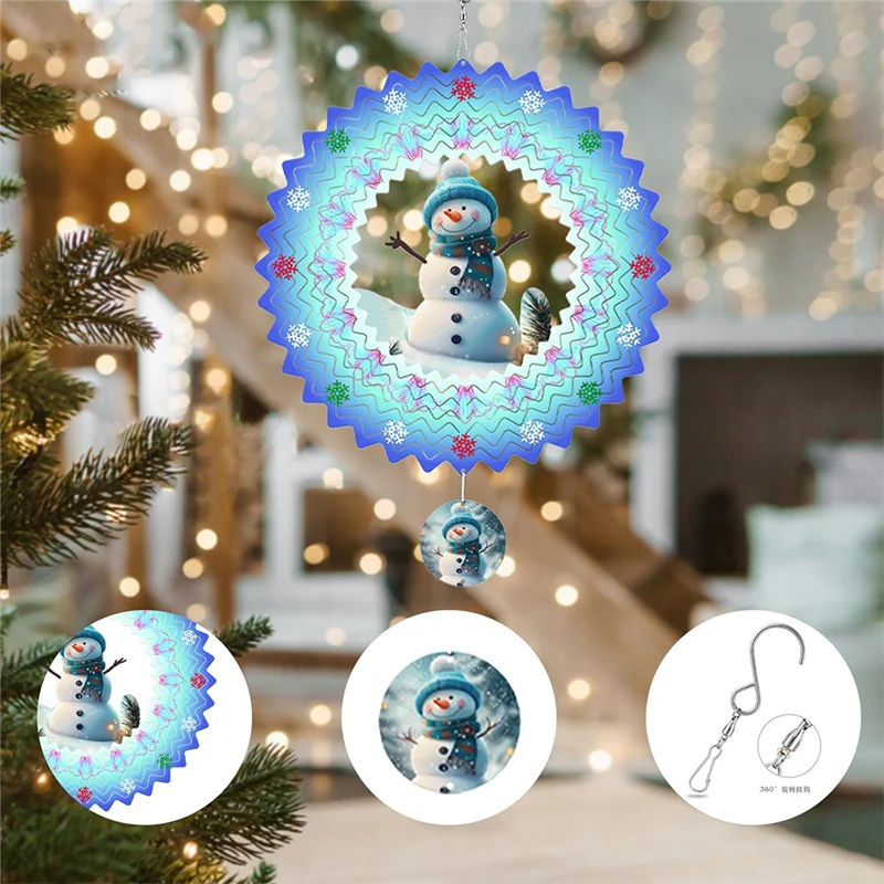 P4-Wind Spinners 3D، عيد الميلاد شنقا الرياح سبينر لزينة عيد الميلاد، 12 بوصة ساحة الفن زينة هدايا عيد الميلاد #2