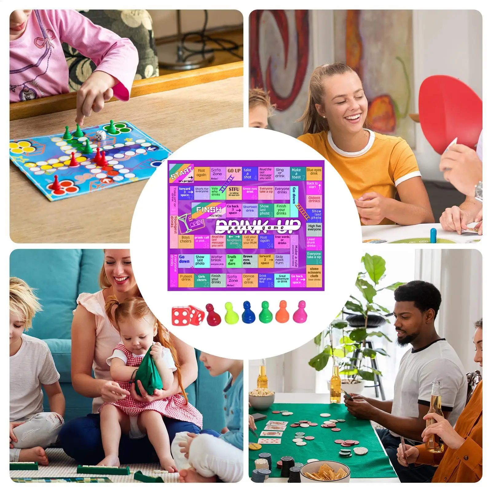 ألعاب حفلات الشرب، ألعاب لوحية نرد ممتعة للبالغين، أنشطة حفلات عائلية تفاعلية للتجمعات في الهواء الطلق والليل