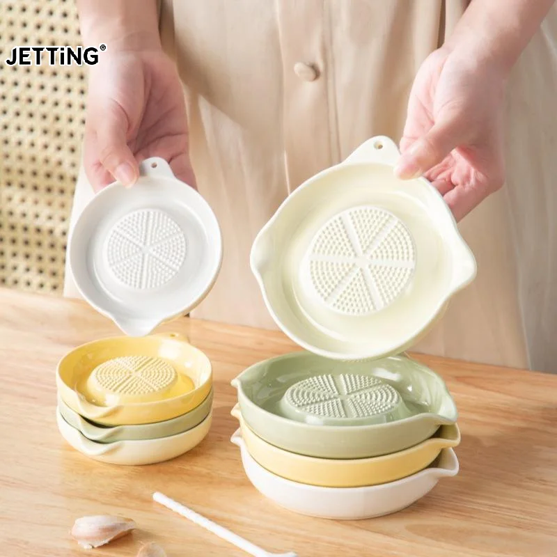 Ceramic Garlic Grater Plate Japanese Style Porcelain Ginger Wasabi Grinder With Spout Kitchen Pasta Making Tool Kitchen Supplies