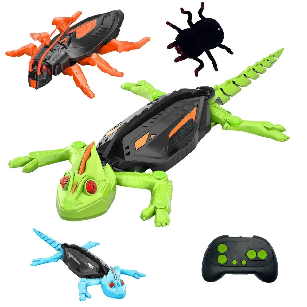 Jouet lézard RC d'escalade murale Rechargeable, télécommande, yeux LED grimpeur Gecko Robot jouet réaliste cafard araignée jouet pour