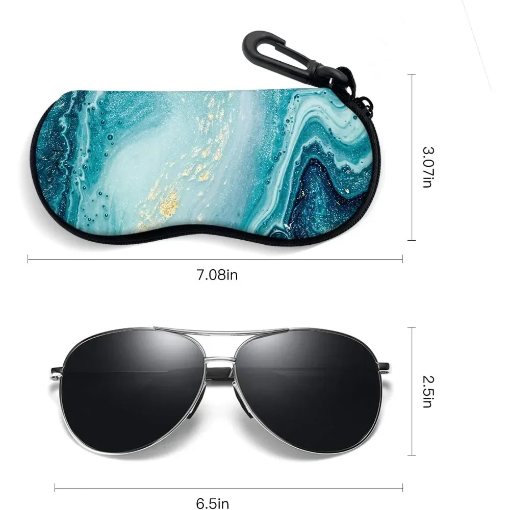 Blue Marble Glasses Case Pouch Zipper Soft Eyewear Storage Box Outdoor Travel Portable Anti-Pressure Sunglasses Bag