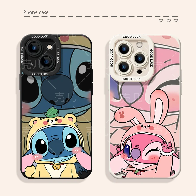 

Cute Baby Stitches Angel Soft Cover Clear Phone Case For iPhone 15 14 13 12 11 Pro Max 13 12 Mini XS Max XR X 7 8 6 6S Plus