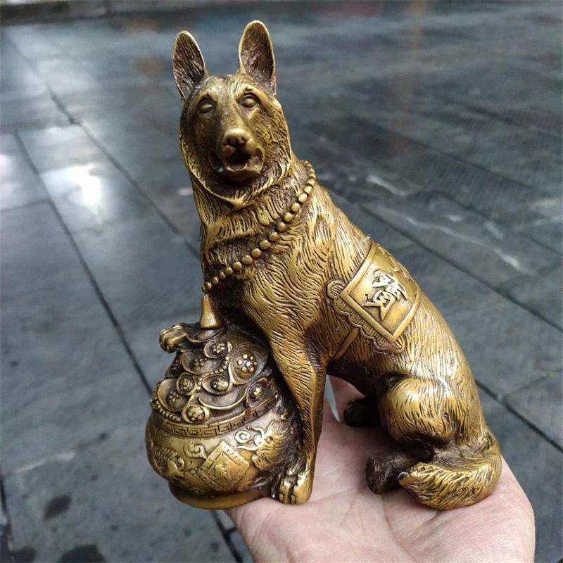 

Brass Wangcai dog, Jubaofu dog, Chinese zodiac copper dog, exquisite household decoration, auspicious