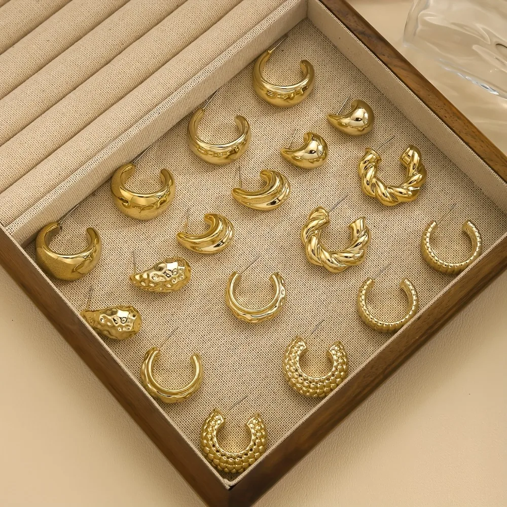 18-Piece Multi-Textured Mixed Fashion Earring Jewelry Set, Various Styles and Combinations, Fashionable and Versatile, a Must-Have for Travel and Makeup Transformation, Valentine's Day Gift