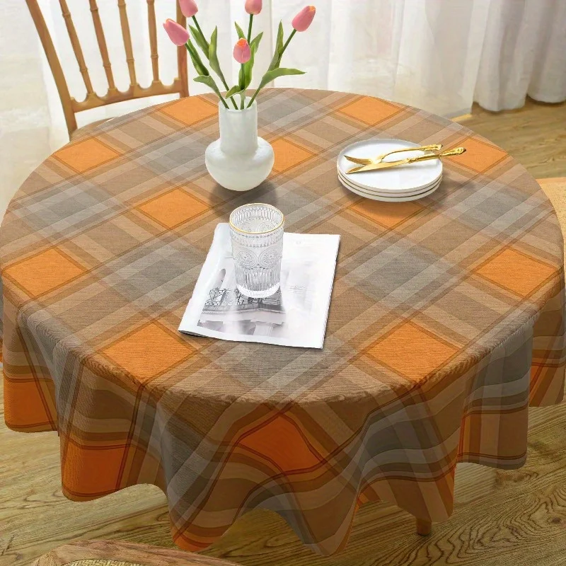 One Bohemian vintage round tablecloth - orange-brown harvest pattern designzyc