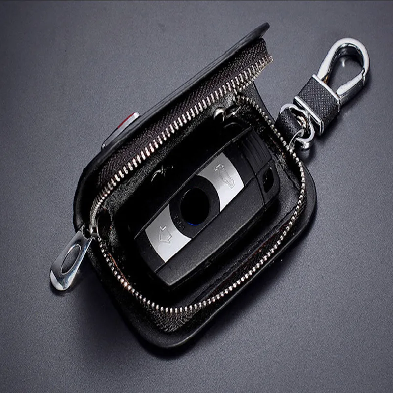 Cross Grain Genuine Leather Uniwersalny portfel na klucze samochodowe Brelok do kluczy Nadaje się do wszystkich rodzajów kluczy samochodowych Akcesoria samochodowe — zdjęcie 7