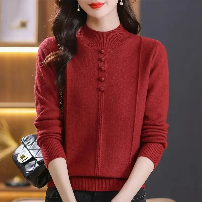 Elegant Solid Basic Knitted Tops Women Turtlneck Sweater Long Sleeve Top Casual Slim Pullover Korean Fashion Simple Chic Clothes