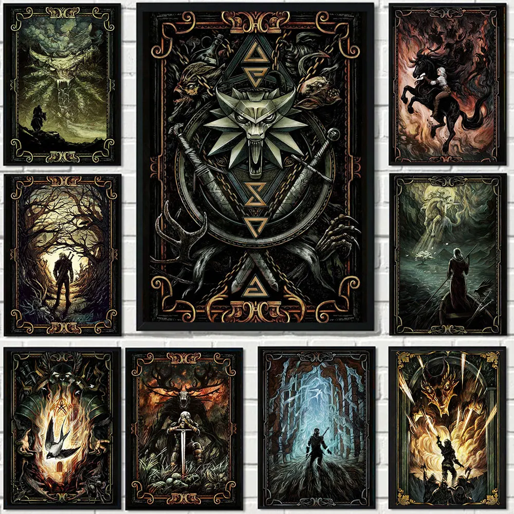 The Witcher Card Game Abstract Posters and Prints Knight Characters Canvas Painting Wall Art Pictures For Living Room Home Decor