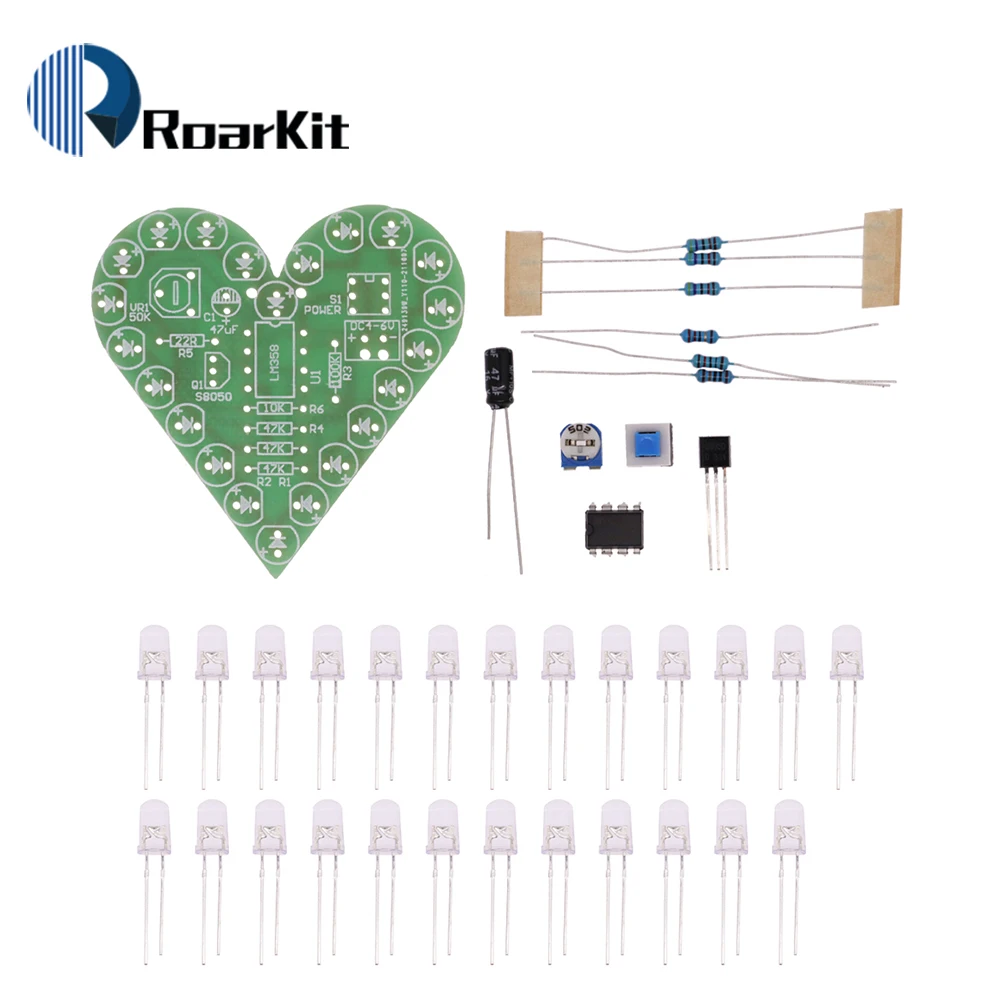 1/5/10PCS DIY Kit Heart Shape Breathing Lamp Kit DC 4V-6V Breathing LED Suite Red White Blue Green DIY Electronic Production