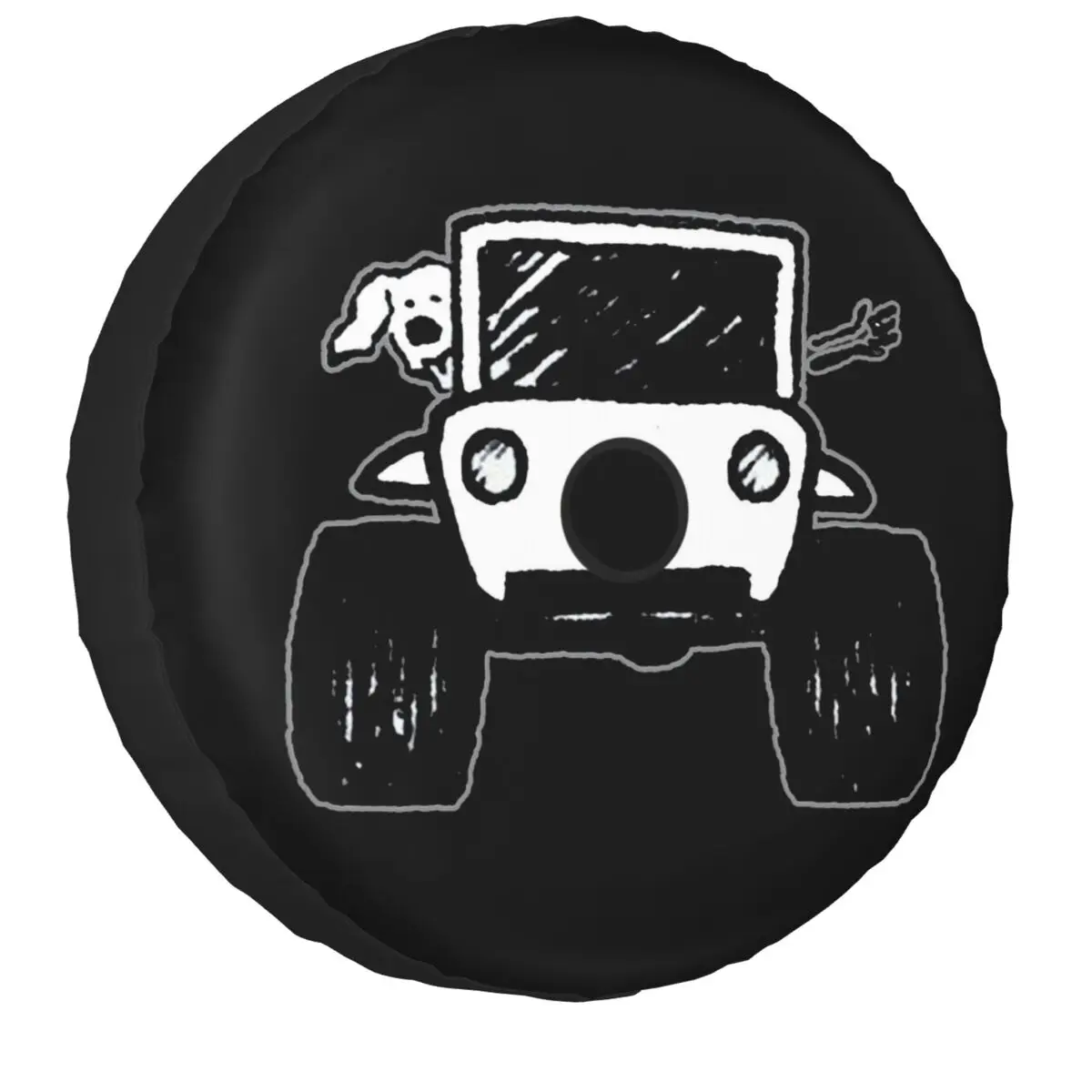 Waving Dog Spare Wheel Cover Universal for Jeep Pajero 4x4 Trailer Custom Tire Protector 14\