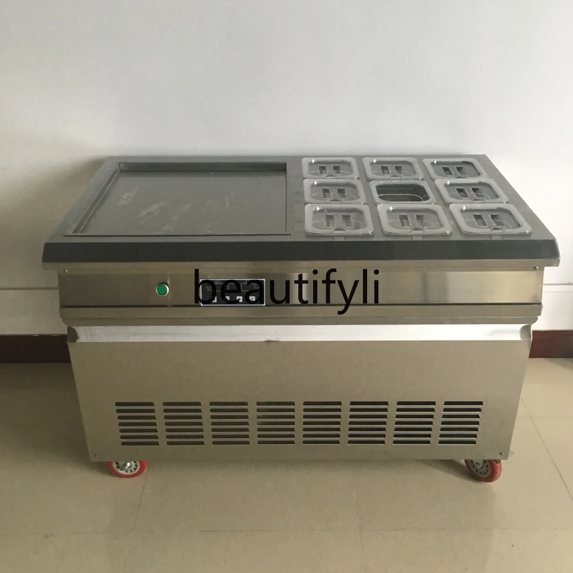 Z189 Intelligent Large Square Pot with Nine Buckets Ice Cream Fryer Thai Ice Cream Roll Yogurt Fryer Machine